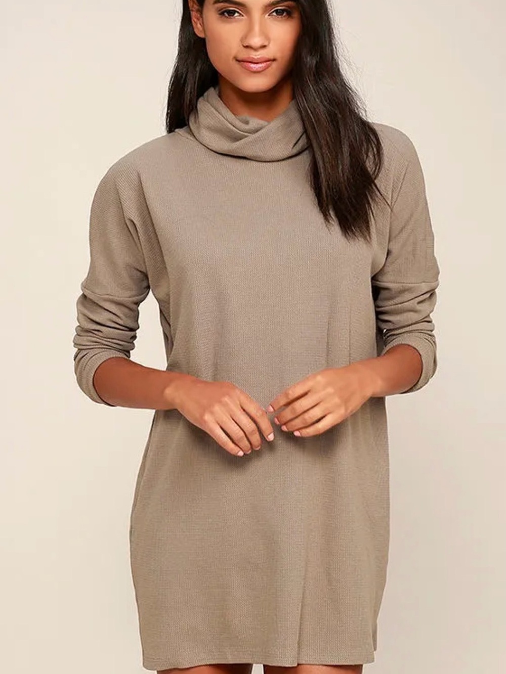 Lulus Scheme of Things Taupe Long Sleeve Dress medium